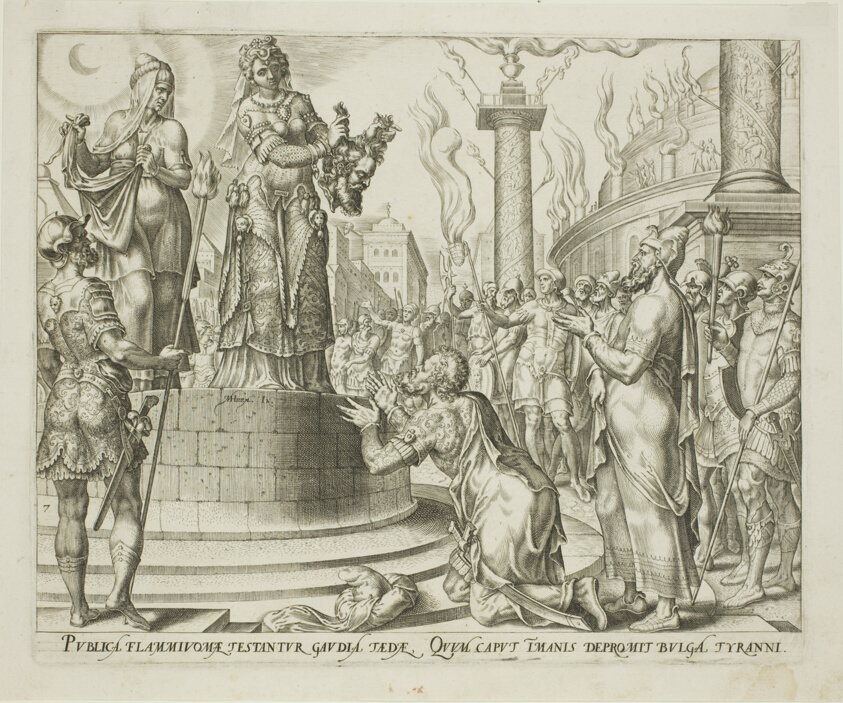 Judith Displaying Holofernes's Head to the People of Bethulia, plate seven from The Story of Judith and Holofernes