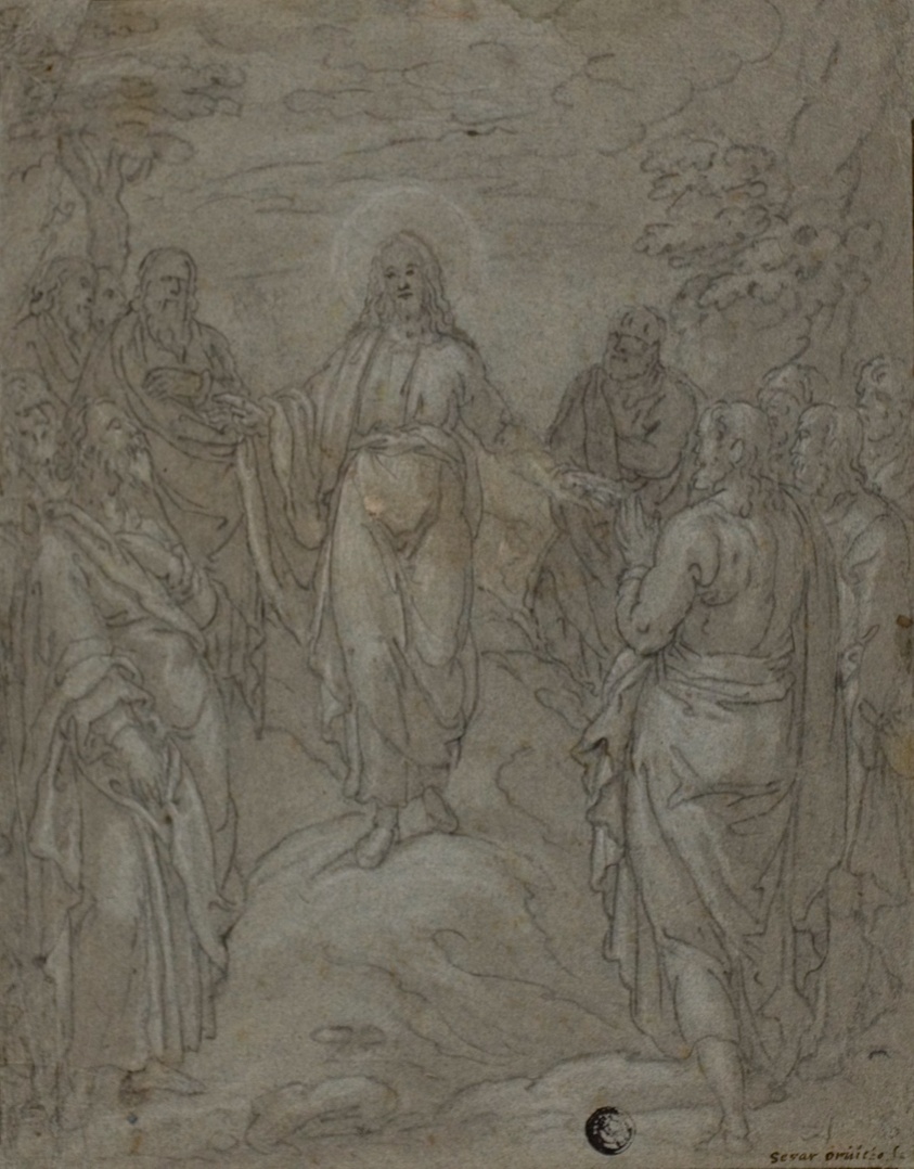 Christ and the Apostles (recto); Sketch of a Nativity Scene (verso)