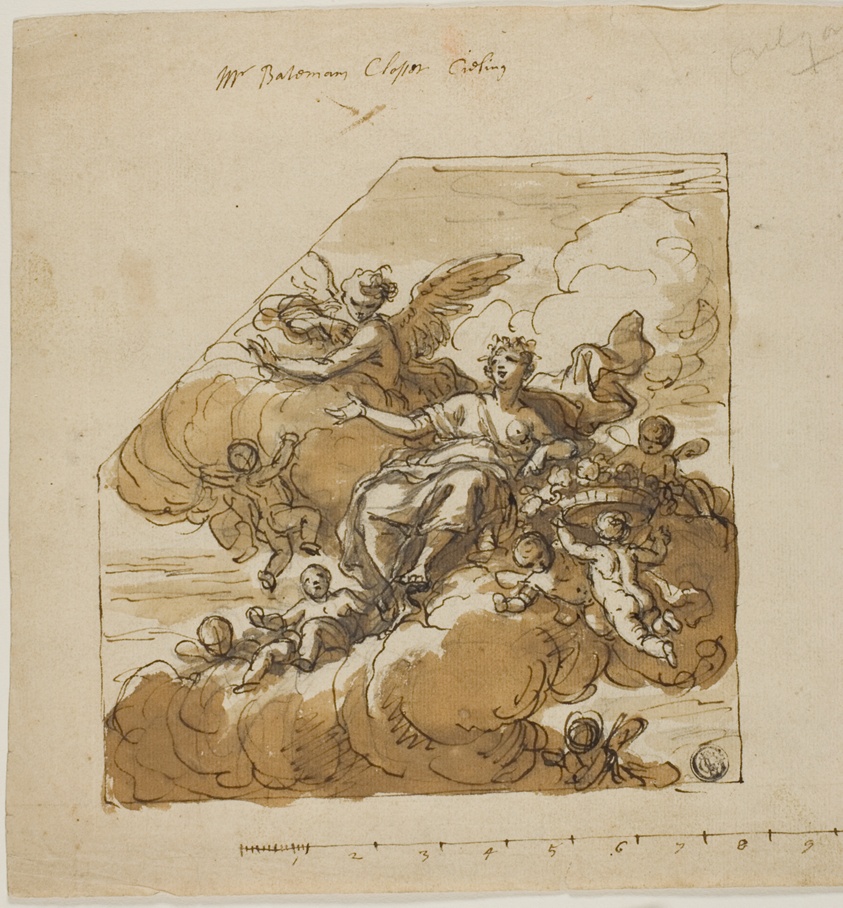 Flora Design for Closet Ceiling (left) and Statue of Apollo Design for Blank Niche (right), for Bateman House, London