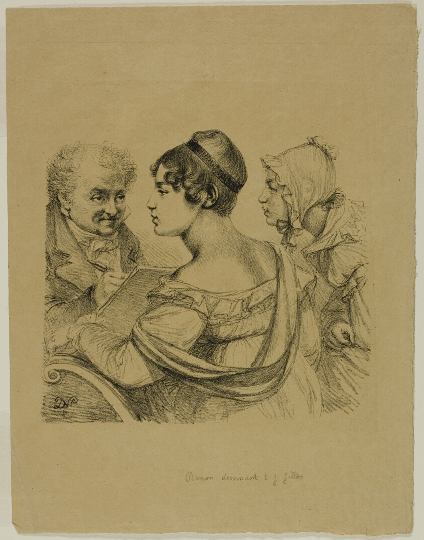 Self-Portrait with Two Young Ladies