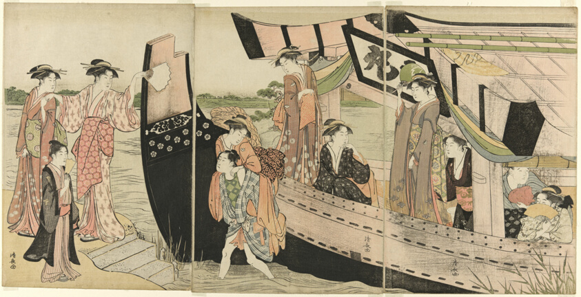 Women Coming Ashore from a Pleasure Boat on the Sumida River