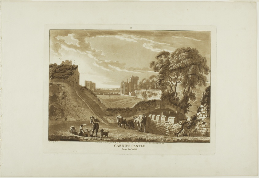Cardiff Castle from the West, plate two from Twelve Views in Wales