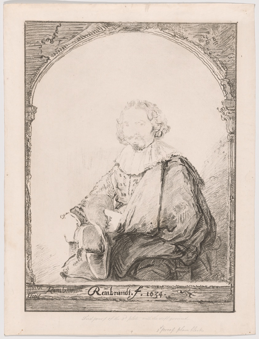 Portrait of a Man in an Armchair, from Collection d'imitations de Dessins d'après les Principaux Maîtres Hollandais et Flamands