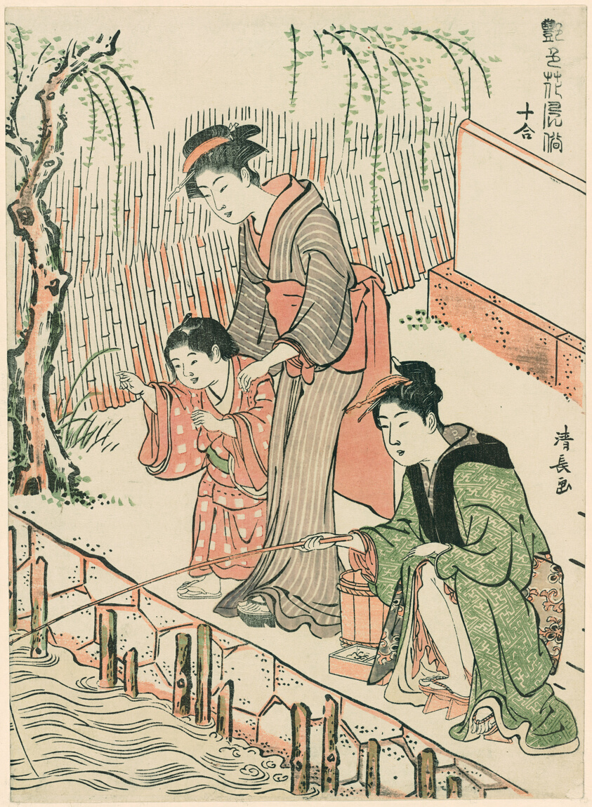 Fishing, from the series "A Set of Ten Beauties in Flowerlike Styles (Enshoku hana fuzoku ju awase)"