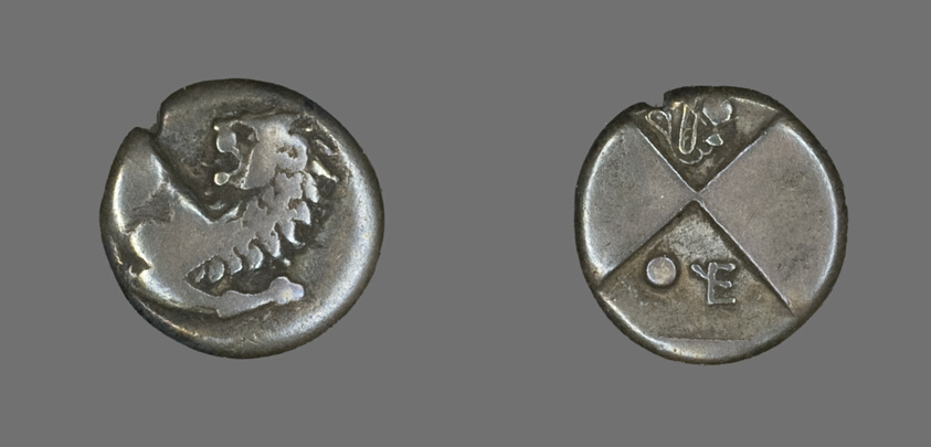 Hemidrachm (Coin) Depicting a Lion