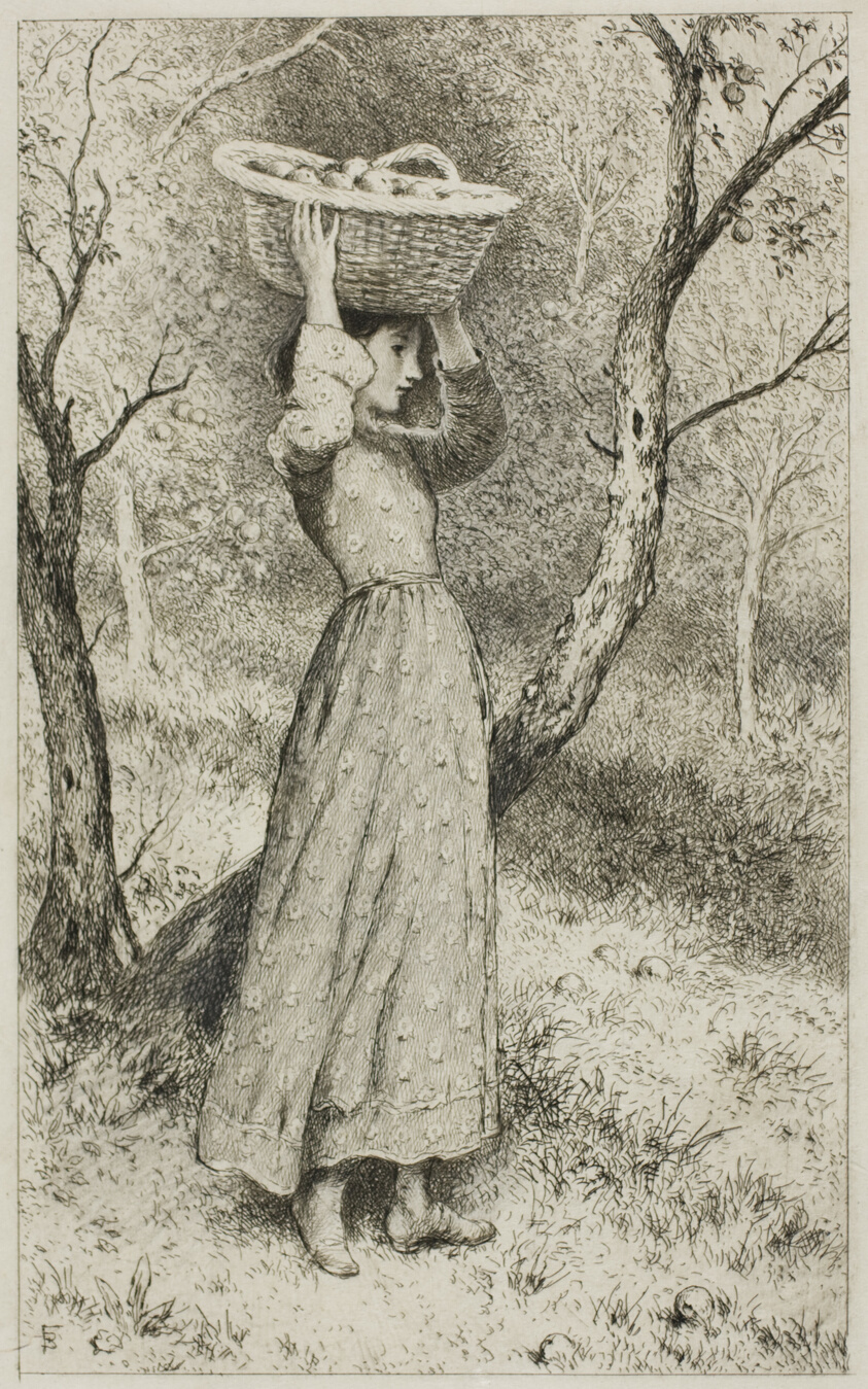 Young Girl in an Orchard with a Basket of Fruit