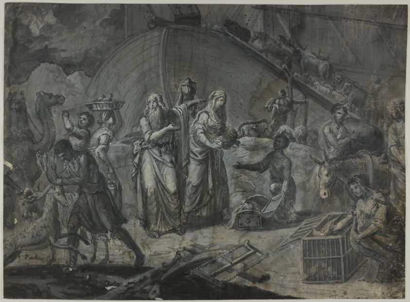 Noah and His Family Bringing Animals onto the Ark