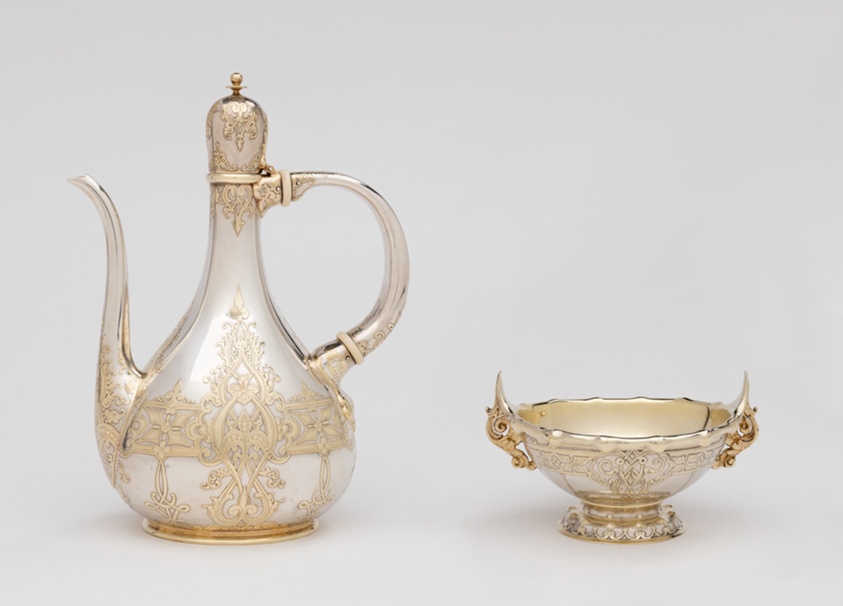 Saracenic Coffee Pot and Sugar Bowl