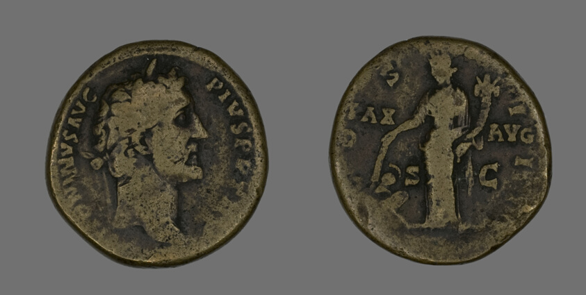 Sestertius (Coin) Portraying Emperor Antoninus Pius