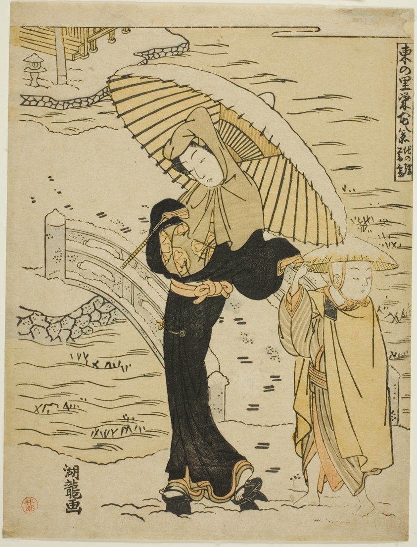 Evening Snow at Ikenohata (Ikenohata bosetsu), from the series "Eight Views of Prosperity in the Eastern Village (Azuma no sato eiga hakkei)"
