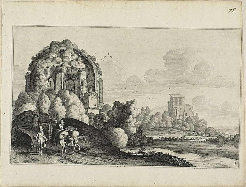 Travellers in Front of the Minerva Medica Temple in Rome