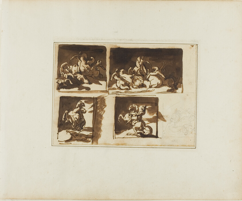 Sketches for a Cavalry Battle and a Mounted Officer