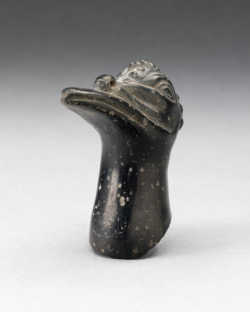 Fragment from a Blackware Vessel in the Form of a Crested Bird Head