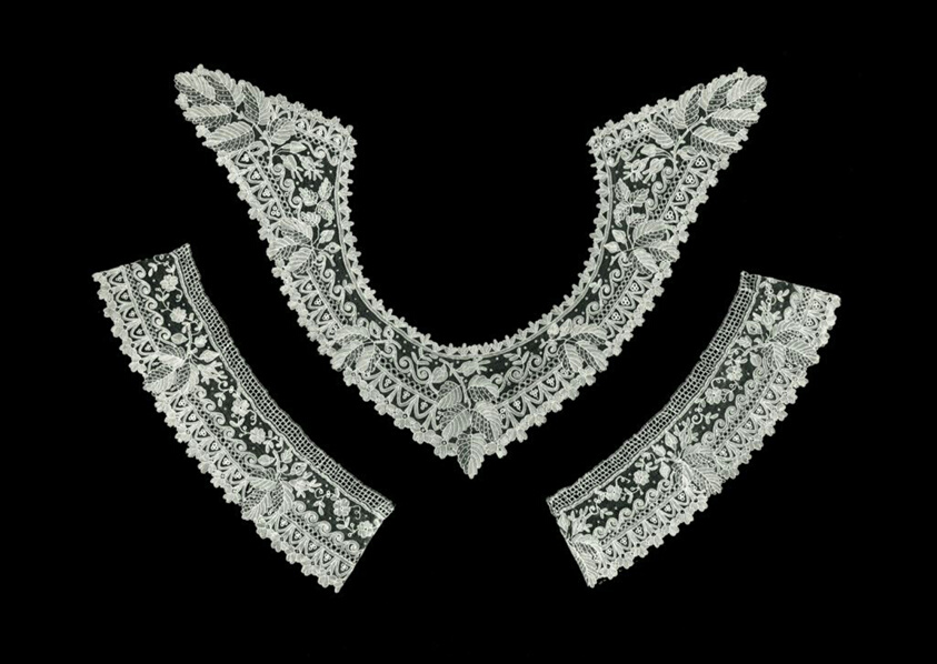 Handkerchief, Fragment of a Border, Collar, Two Cuffs
