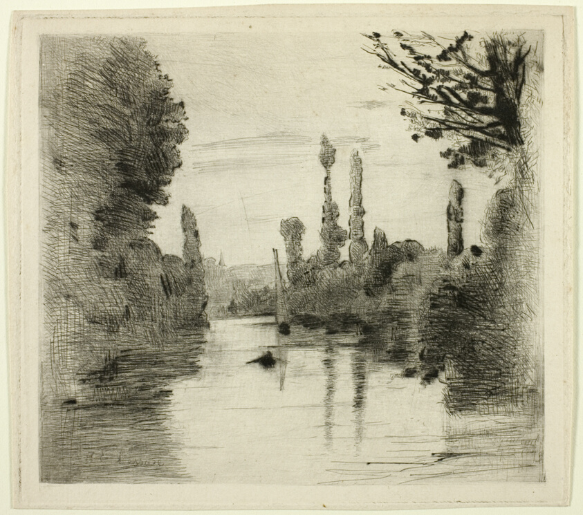 River Scene with Boat (Large plate)
