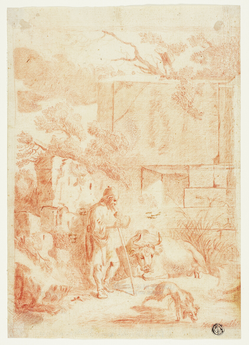 Cowherd with Bull and Dog in Ruins