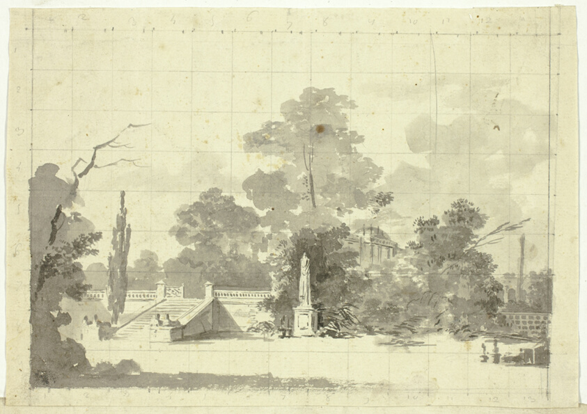 View of the Park at Versailles: Stairway with Two Pairs of Sphinxes