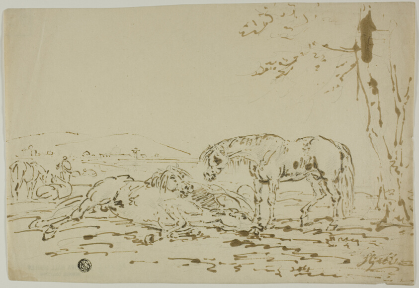 Landscape with Horses in Foreground