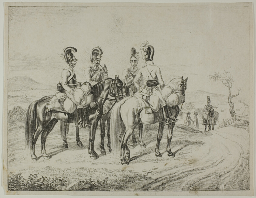 Four Cuirassiers on an Incline