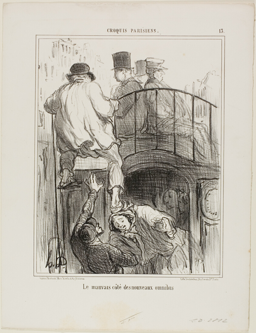 An Unpleasant Aspect of the New Type of Omnibus, plate 13 from Croquis Parisiens