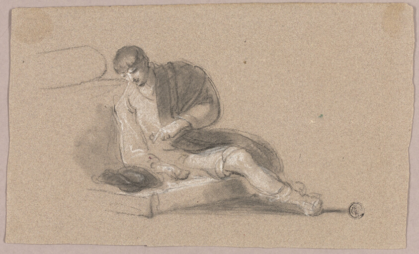 Seated Man Pointing Downwards (recto and verso)