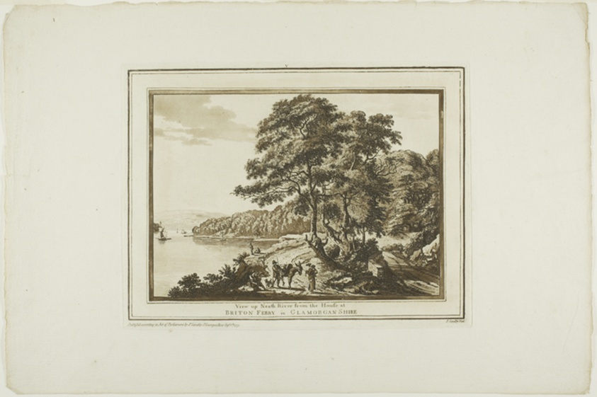 View Up Neath River from the House at Briton Ferry in Glamorgan Shire, plate five from Twelve Views in South Wales