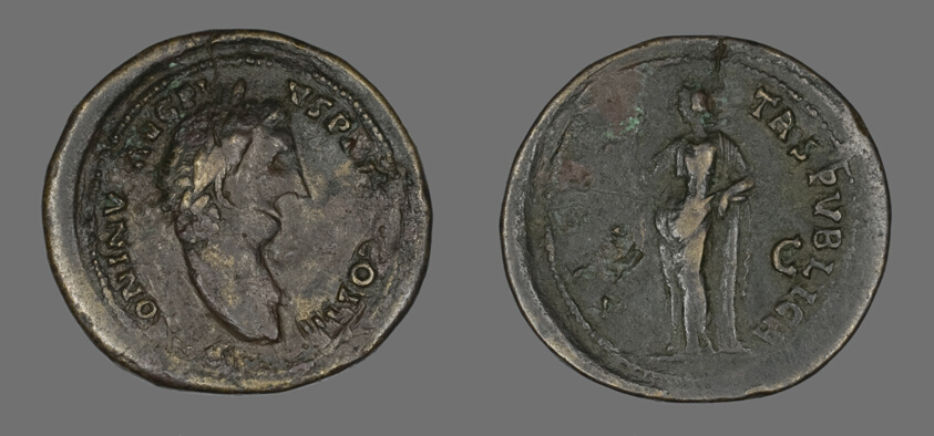 Sestertius (Coin) Portraying Emperor Antoninus Pius