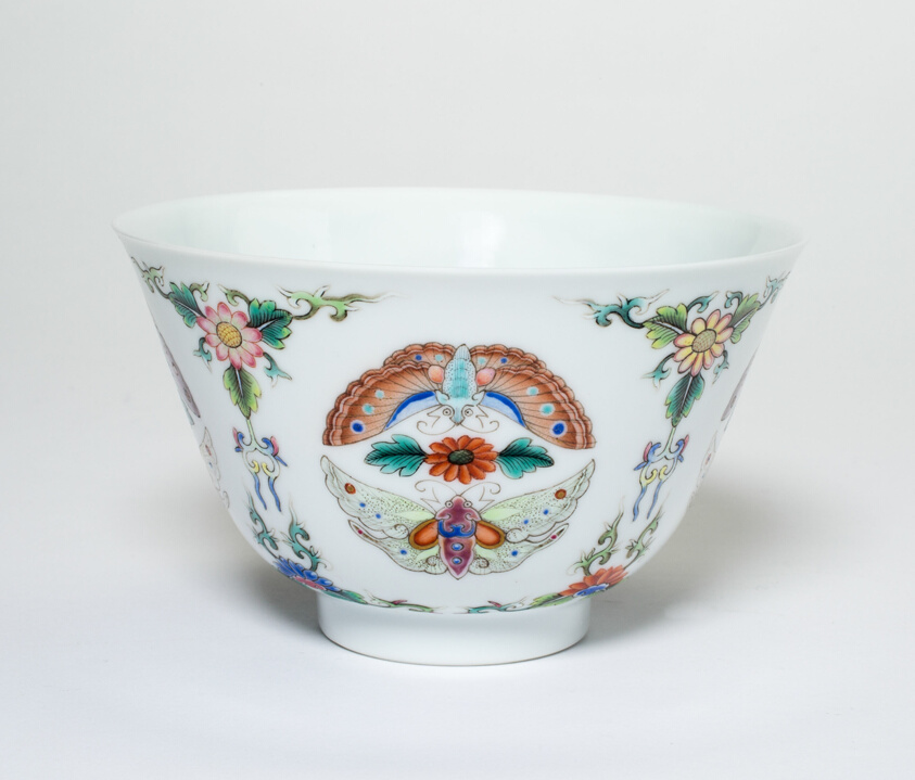 Cup with Floral Scrolls and Moths