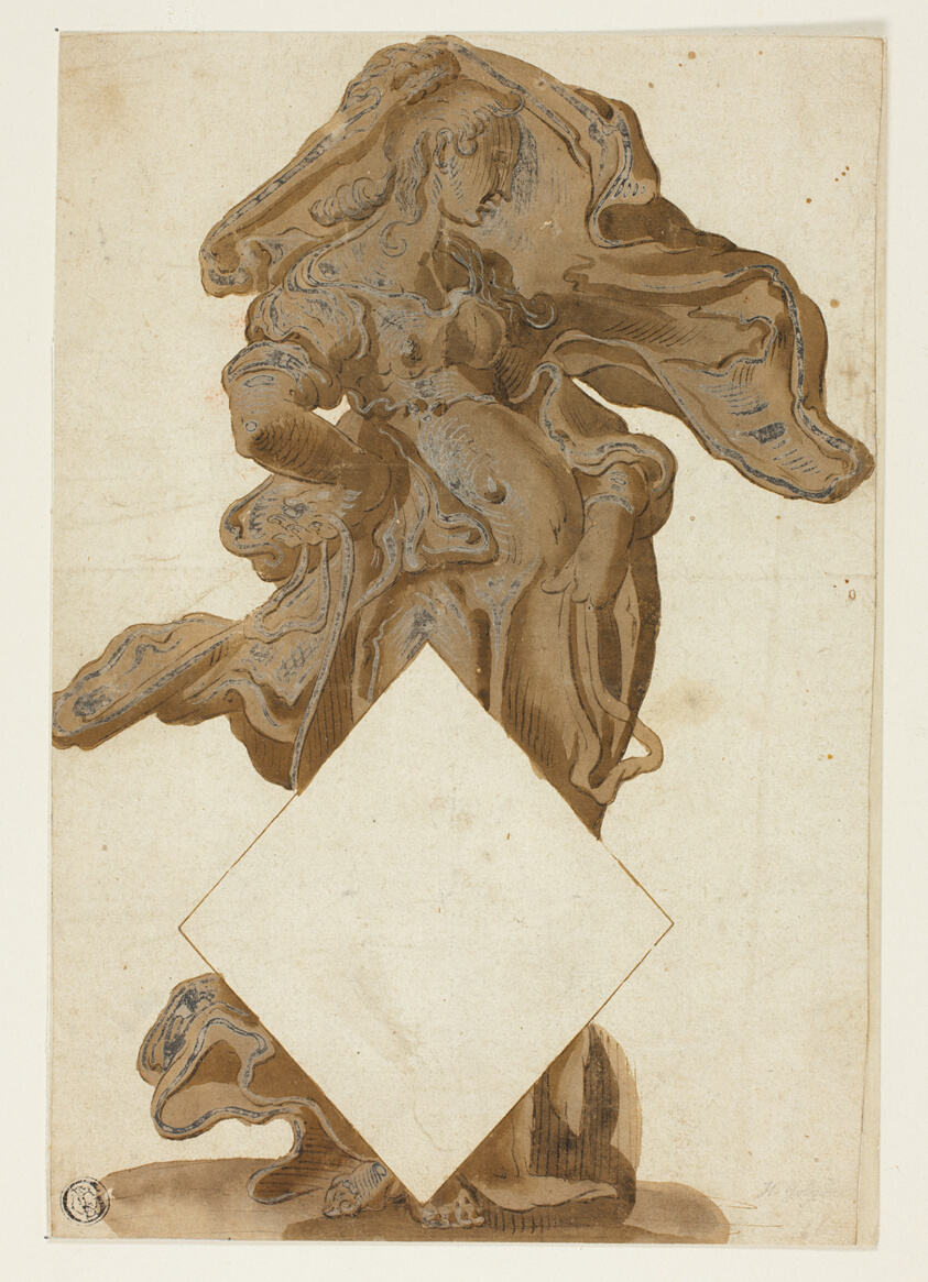 Design with Female Figure in Flowing Drapery