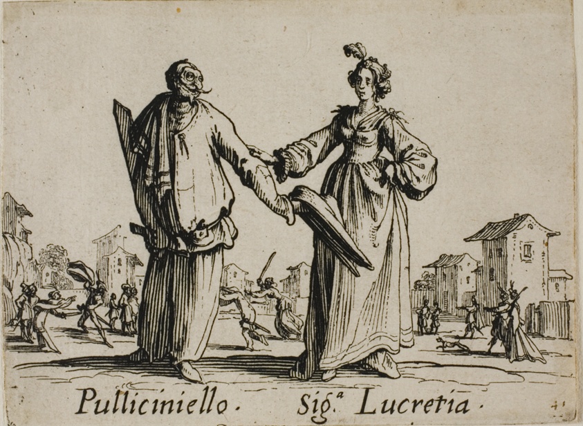 Pulliciniello - Signora Lucretia, plate 9 from Balli di Sfessania