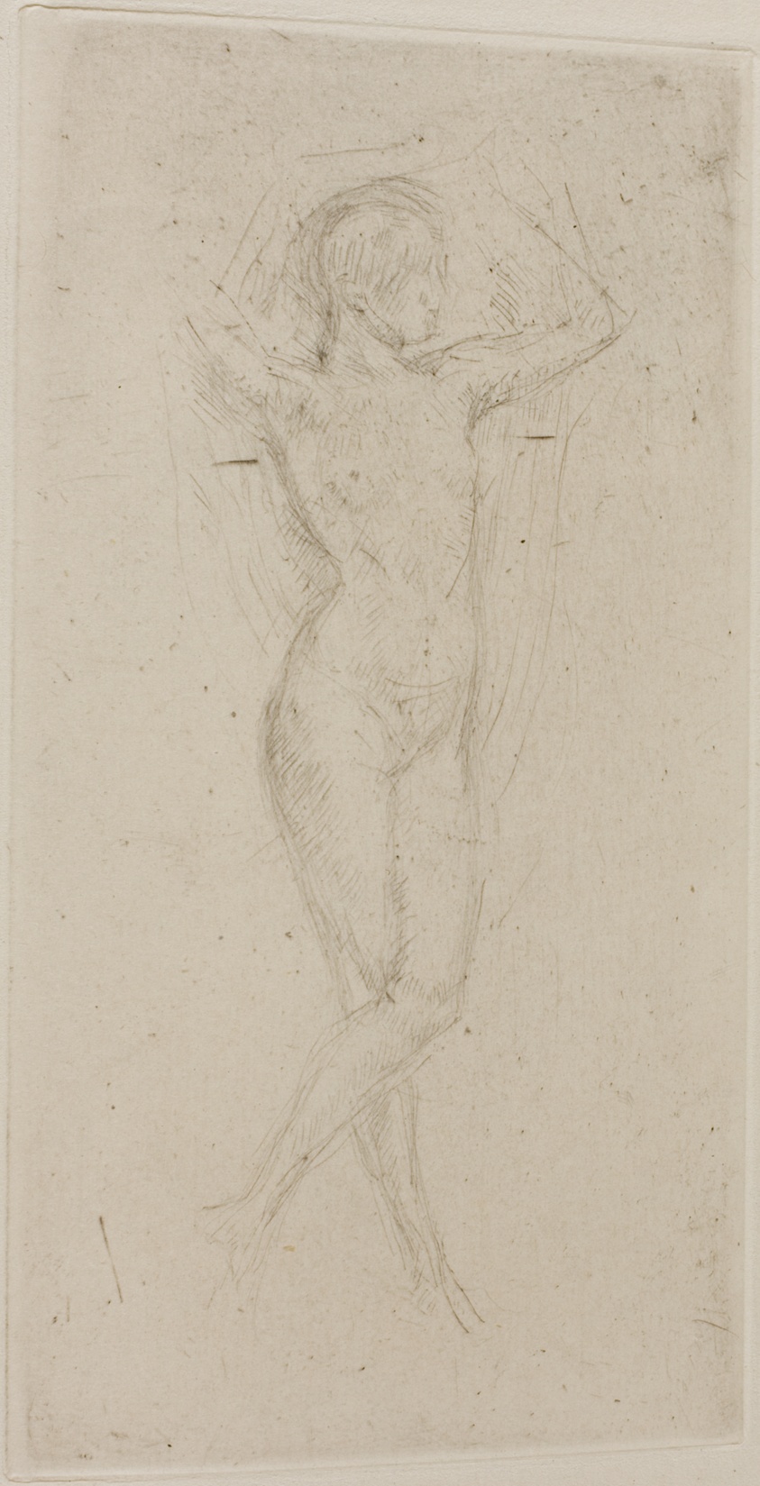 Nude Girl with Arms Raised