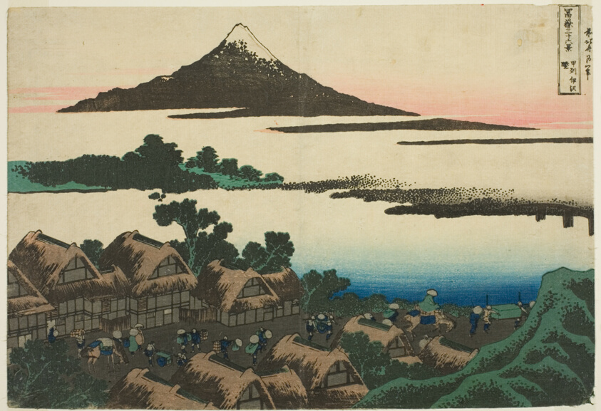 Dawn at Isawa in Kai Province (Koshu Isawa no akatsuki), from the series "Thirty-six Views of Mount Fuji (Fugaku sanjurokkei)"