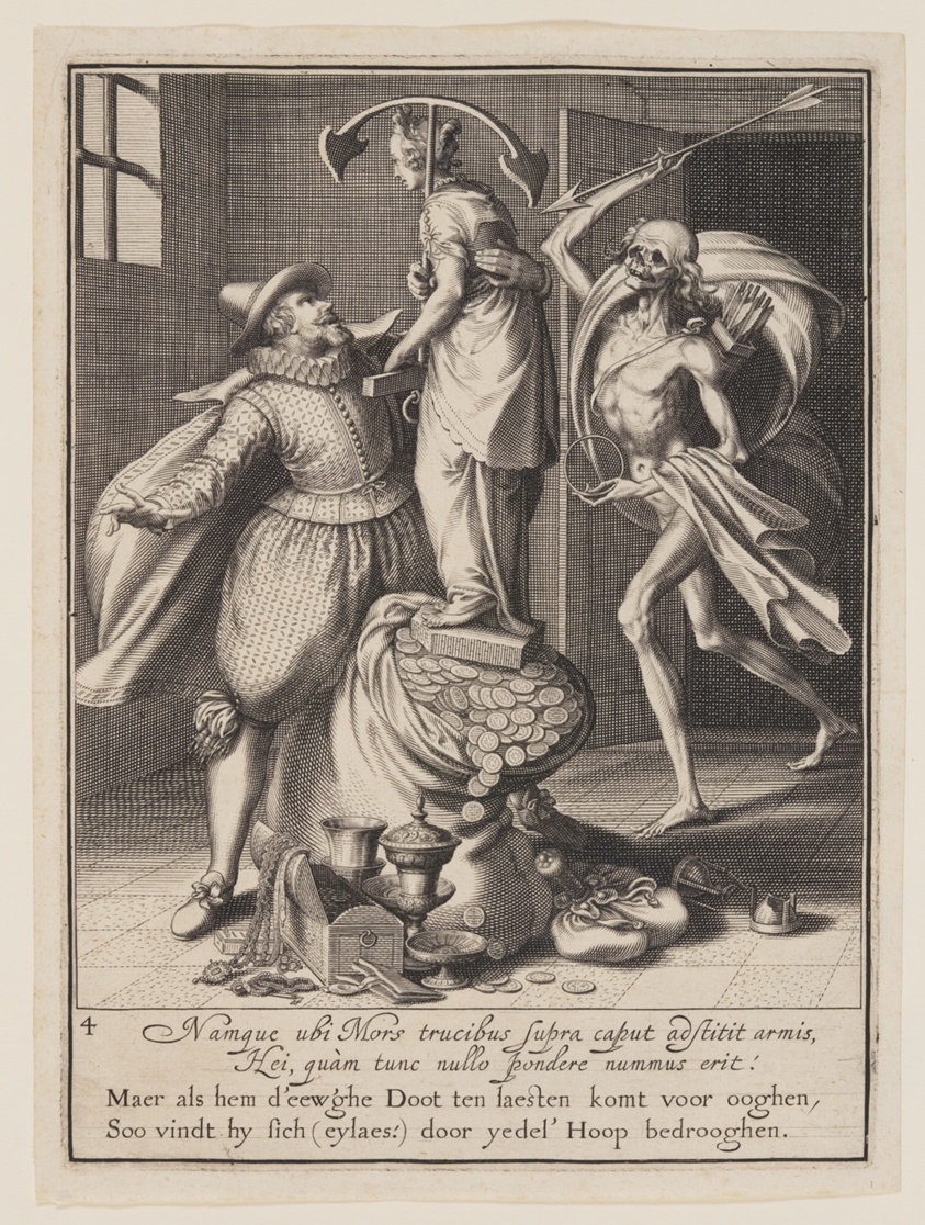 Death with an Arrow About to Strike Man Down, from Allegory of the Misuse of Worldly Property