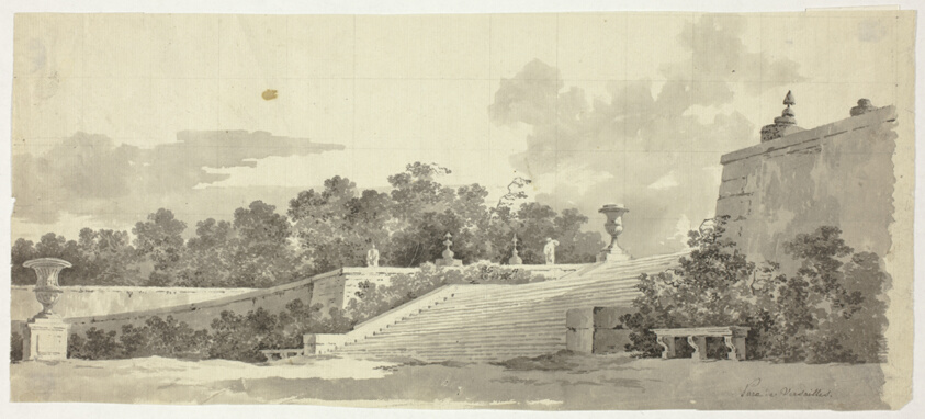 View of the Park at Versailles: Staircase, Urns and Topiaries