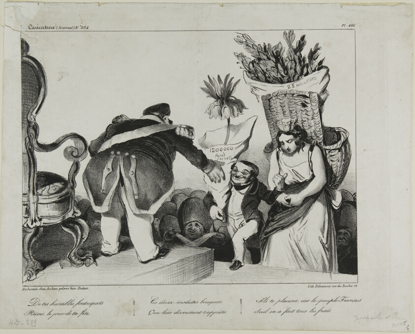 "From your obedient subjects receive on your day of honor these two modest bunches of flowers. They will make you rejoice, since the people of France alone has taken over the costs," plate 486
