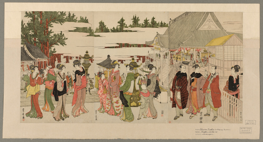 New Year's Pilgrimage to Myohoji Temple in Horinouchi (Horinouchi Myohoji eho mairi no zu)