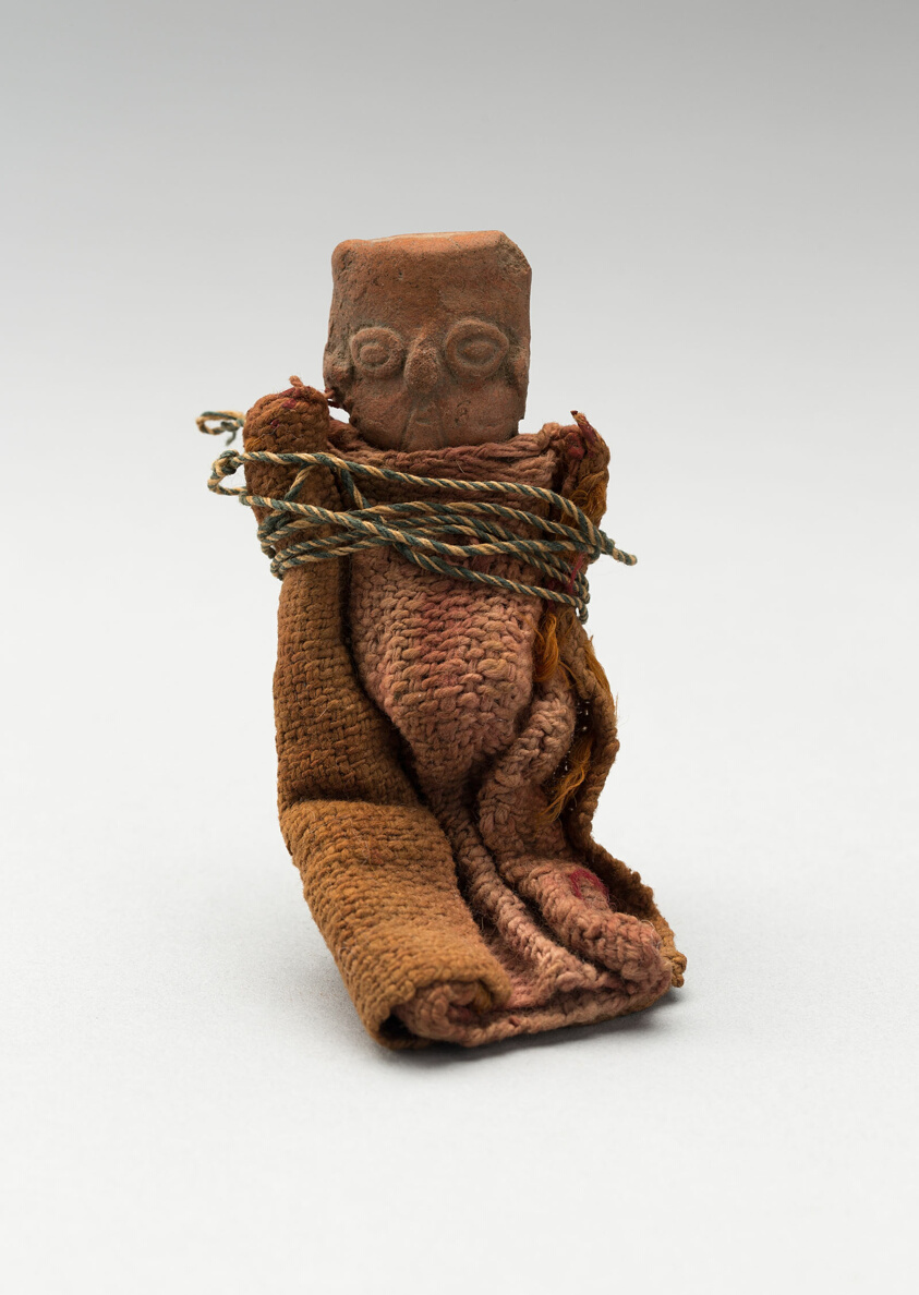 Mold-Made Female Figurine Wrapped in Cloth and Tied with String